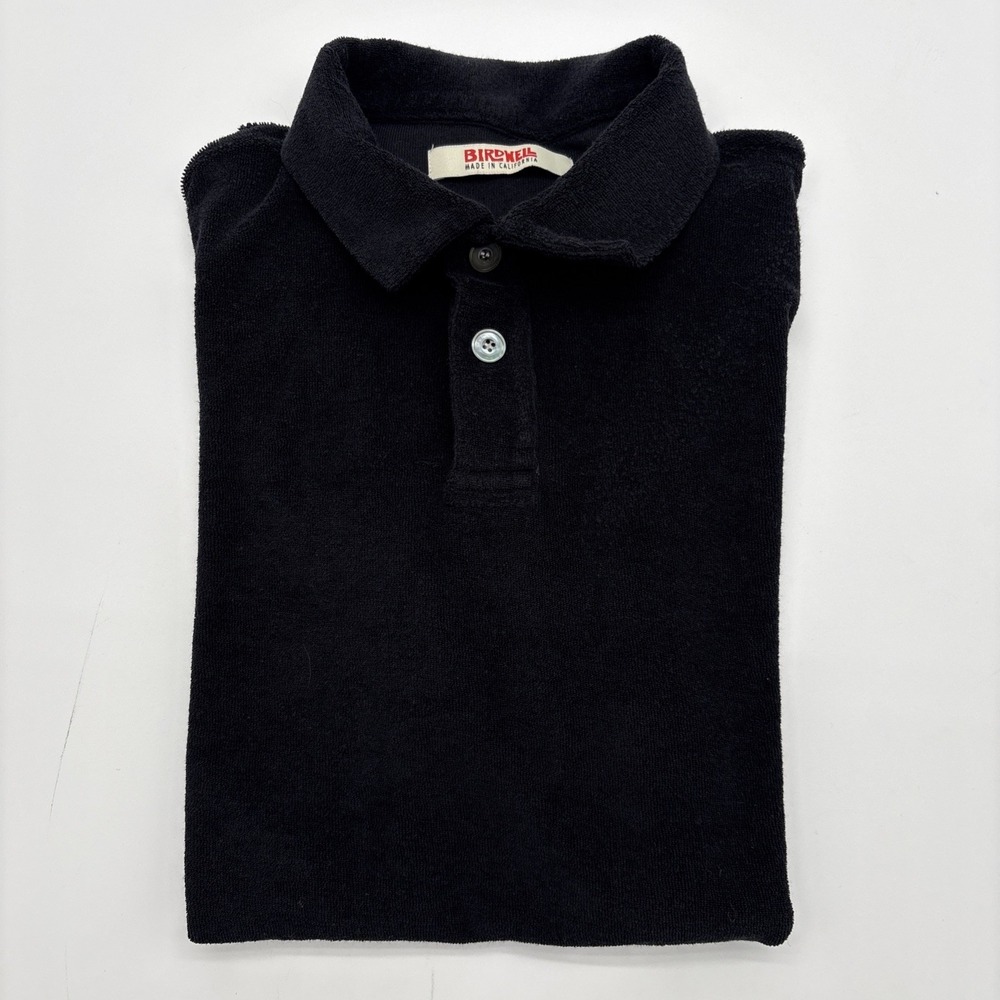 Birdwell Beach Britches Short Sleeve Terrycloth‎ Mens Medium Black Polo MA6007